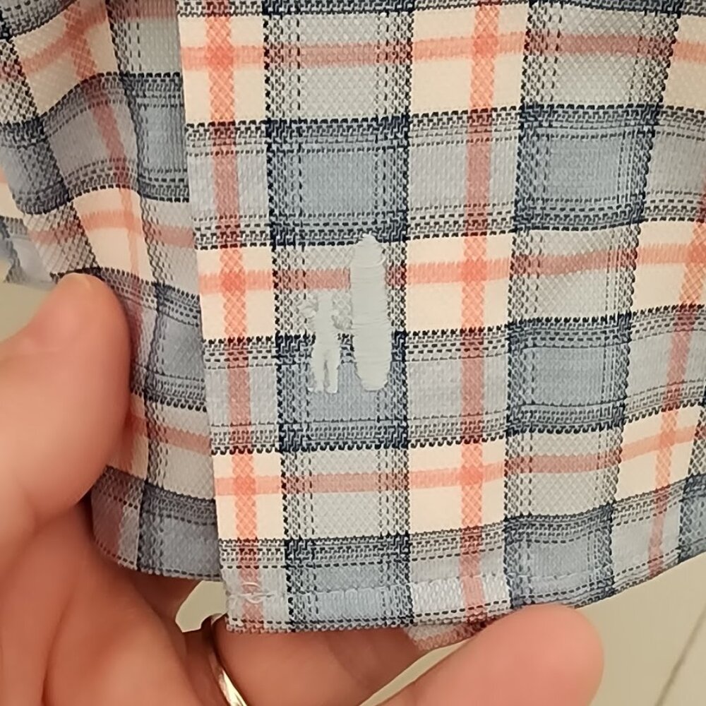 Johnnie O Mens Lightweight Cotton Check Plaid Button Down Flannel Size Large - Picture 5 of 14